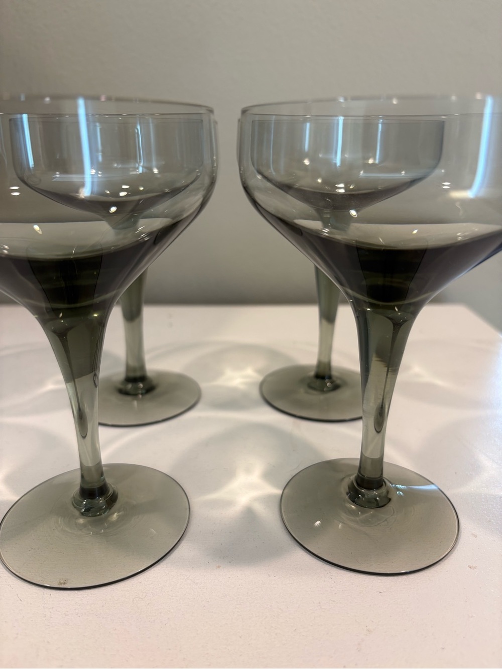 Smoked Glass Coupe Wine Glasses - Set of 4